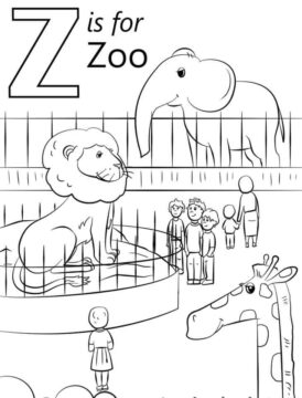 Dibujo de Zoo Letra Z con Parque para Colorear