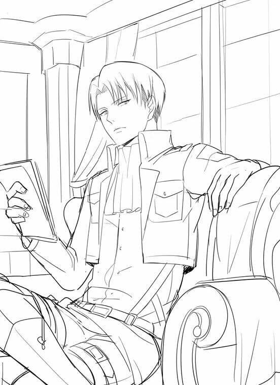 Dibujo de Libro de Lectura de Levi para Colorear