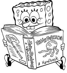 Dibujo de Libro de Lectura de Bob Esponja para Colorear