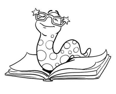 Dibujo de Serpiente Sonriendo en Libro para Colorear