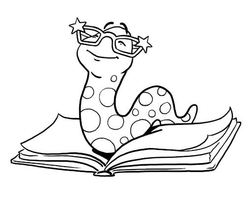 Dibujo de Serpiente Sonriendo en Libro para Colorear