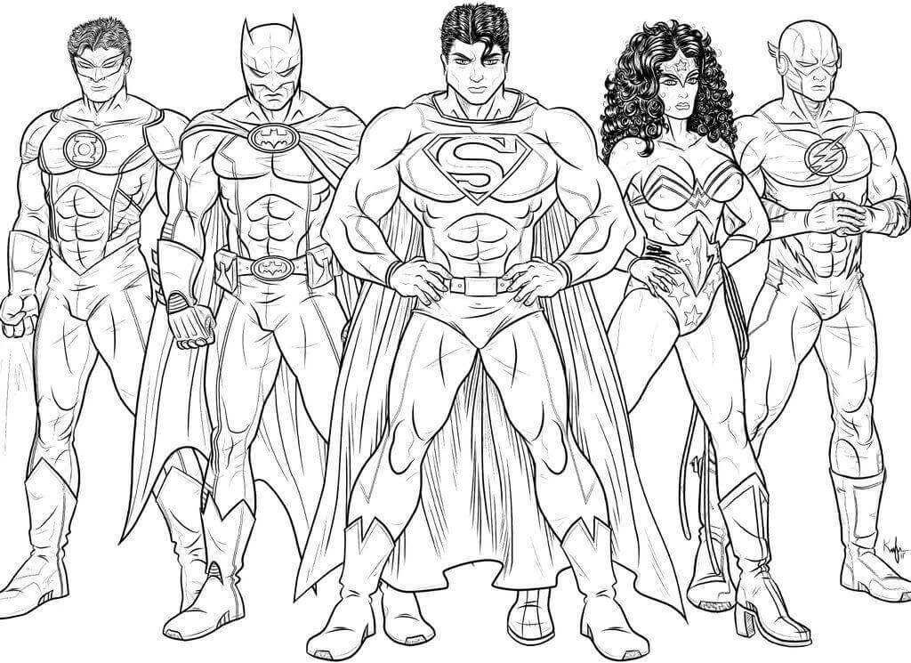Dibujo de Equipo de la Liga de la Justicia 1 para Colorear