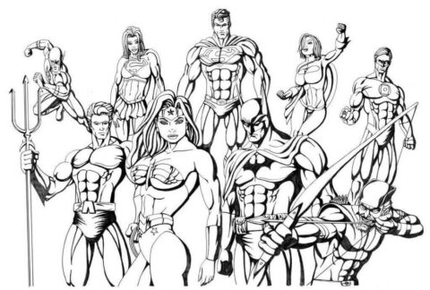 Dibujo de Super Equipo de la Liga de la Justicia 1 para Colorear