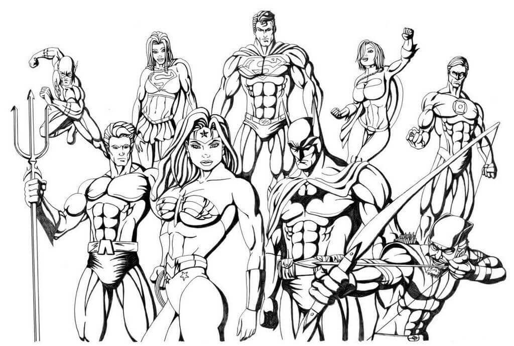 Dibujo de Super Equipo de la Liga de la Justicia 1 para Colorear