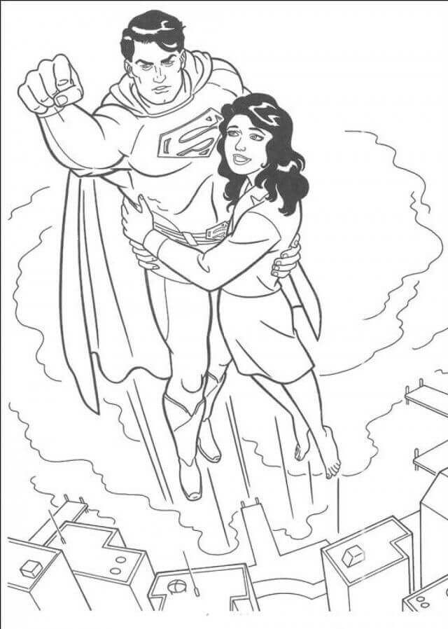 Dibujo de Superman Salva a la Gente 1 para Colorear