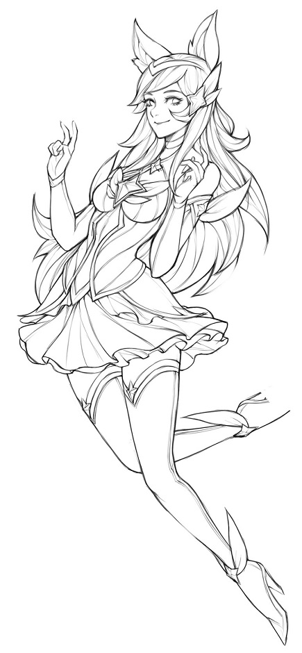 Dibujo de Ahri Guardian de las Estrellas para Colorear