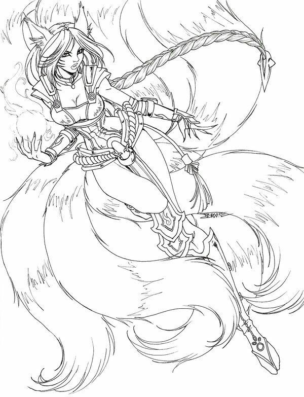 Dibujo de Ahri para Colorear