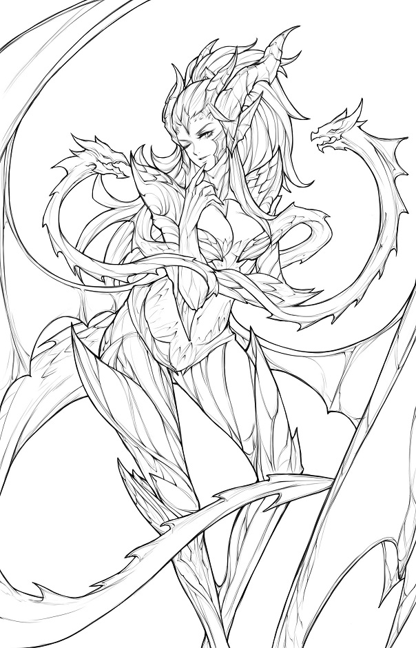 Dibujo de Dragón Hechicera Zyra para Colorear