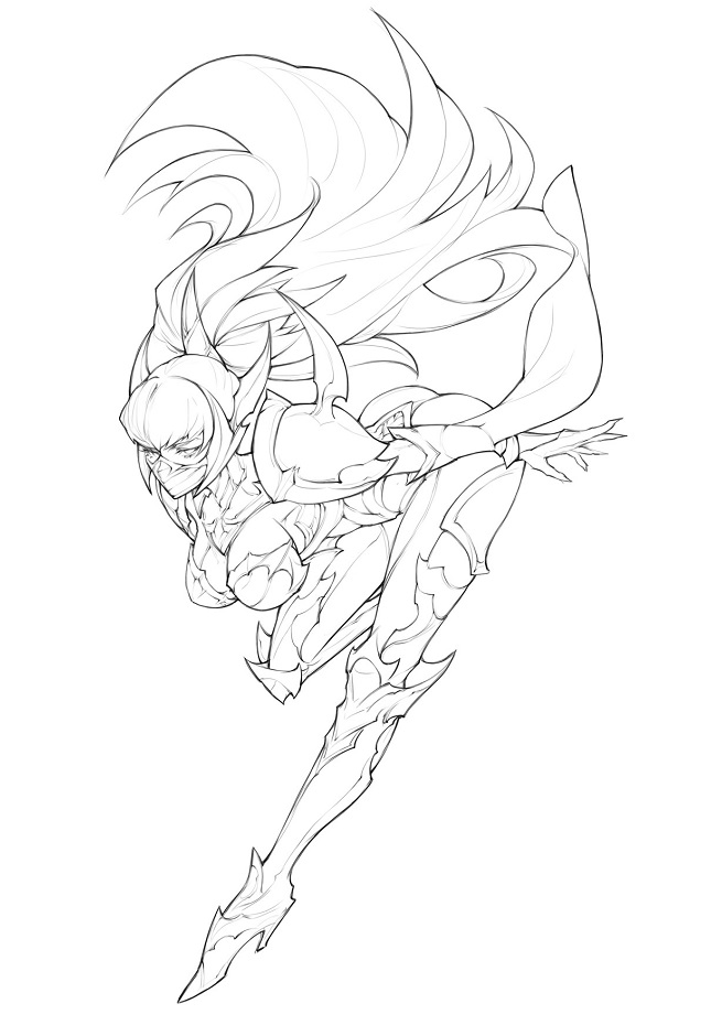 Dibujo de Irelia Espada Nocturna para Colorear