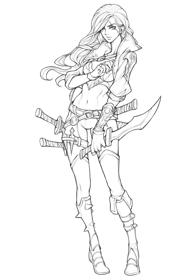 Dibujo de Mercenario Katarina para Colorear