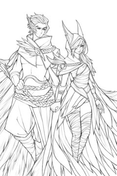Dibujo de Xayah y Rakan para Colorear