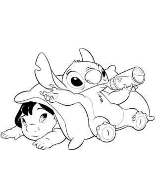 Dibujo de Puntada en Lilo para Colorear