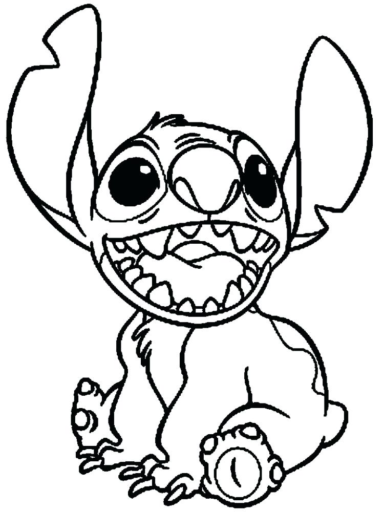 Dibujo de Stitch Sentado y Sonriendo para Colorear