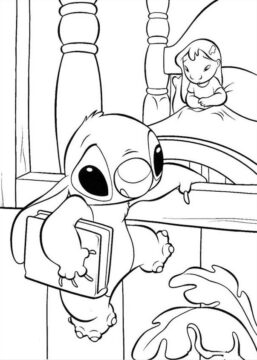 Dibujo de Stitch y Lilo Eestan Tristes para Colorear