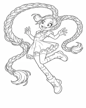Dibujo de Lilys Salto con Trenzas en Bucle página para Colorear