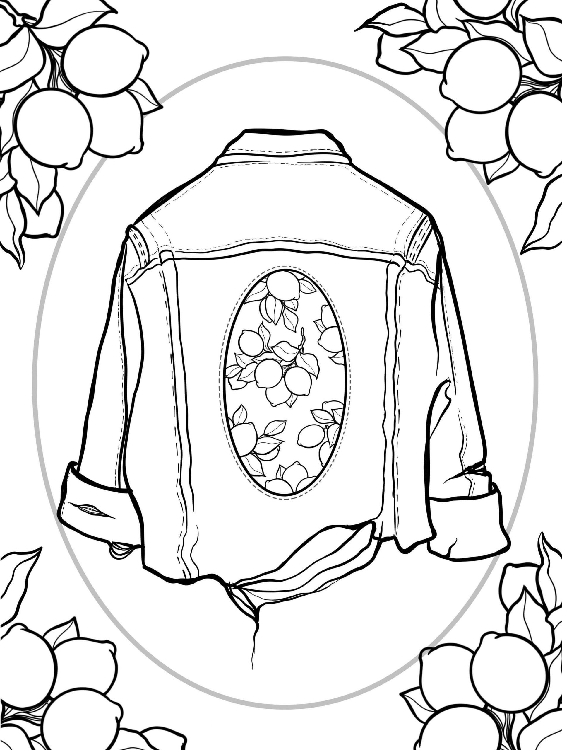 Dibujo de Chaqueta con limón Scaled para Colorear