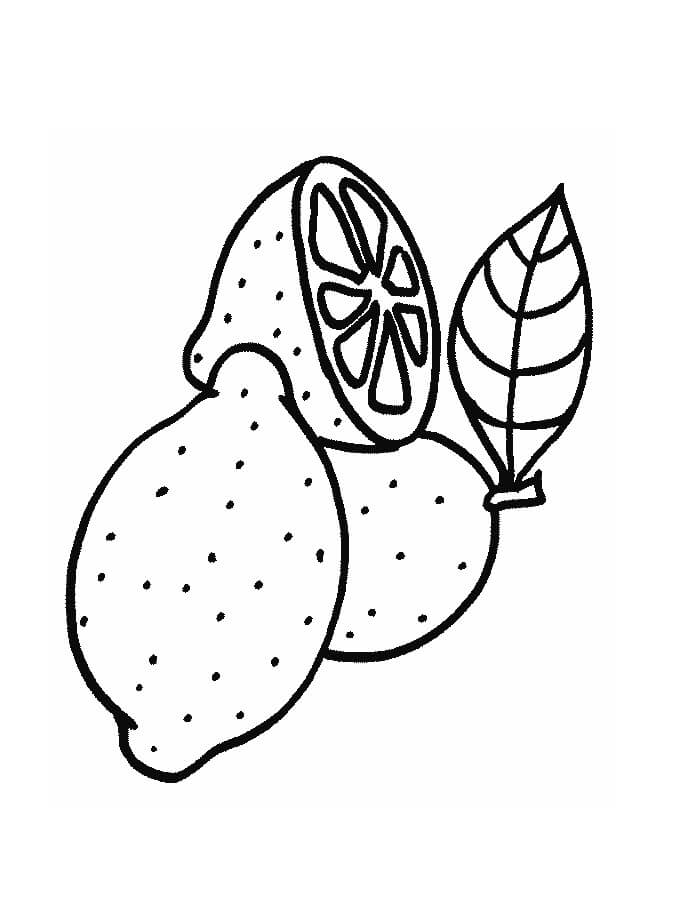 Dibujo de Dos Limones con Medio limón para Colorear