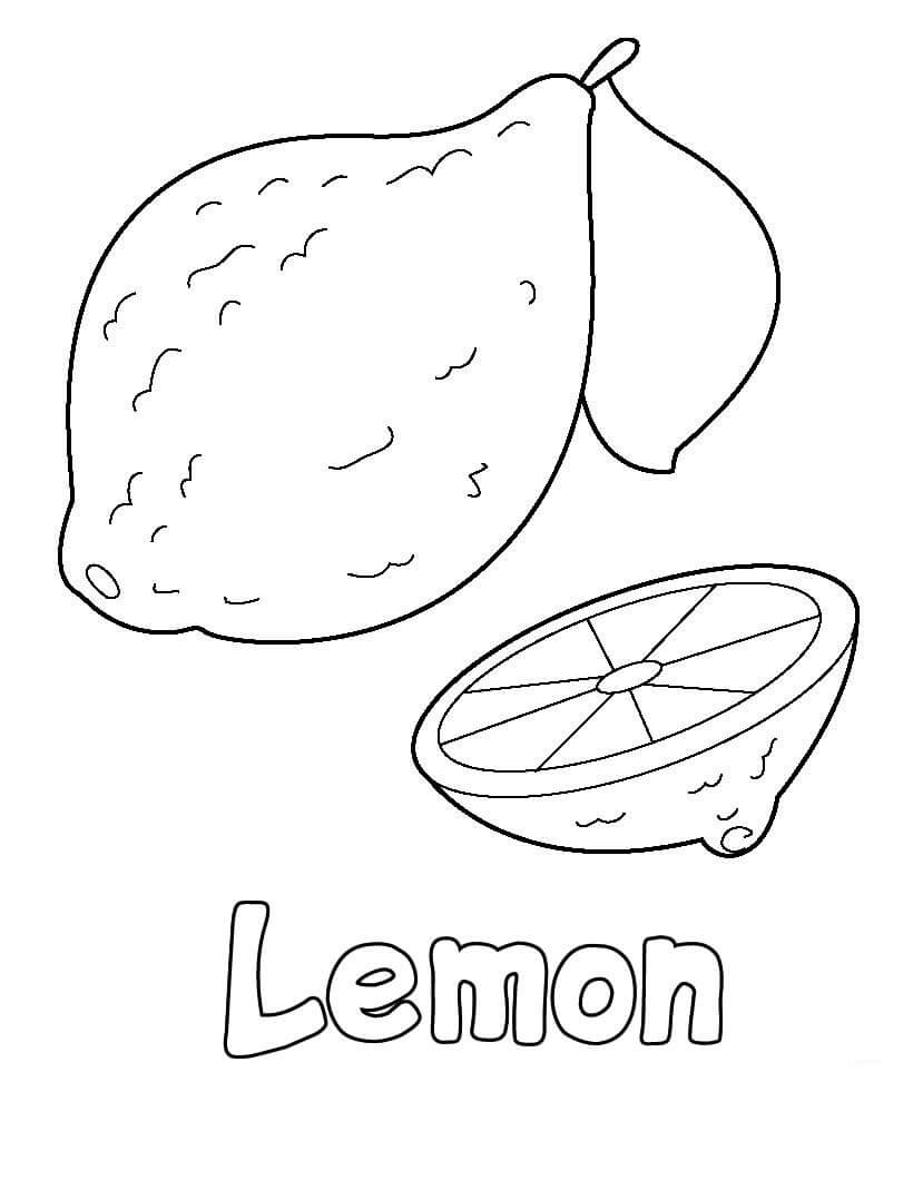 Dibujo de Limón básico y Medio limón para Colorear