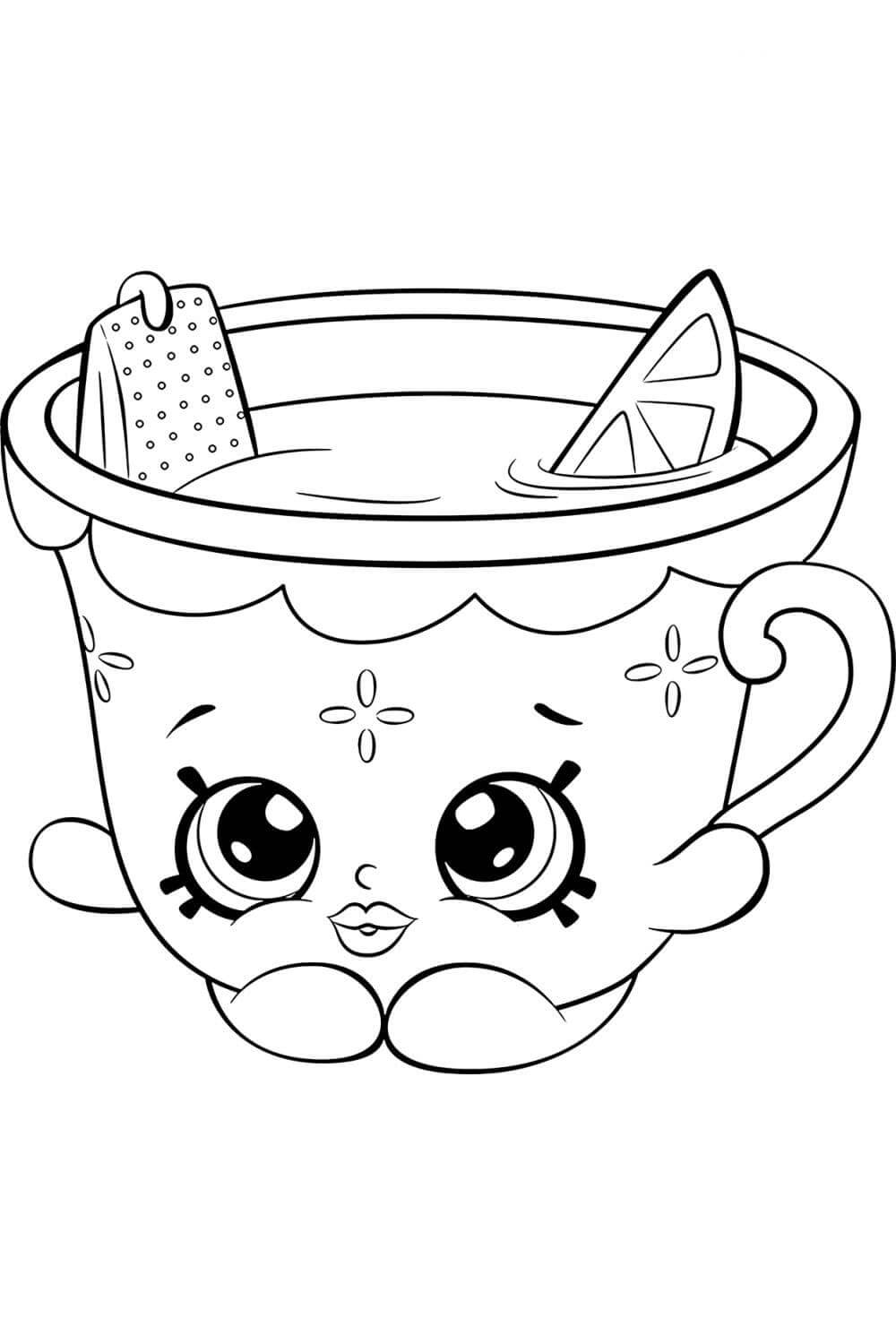 Dibujo de Limón en una Taza de Te Shopkins para Colorear