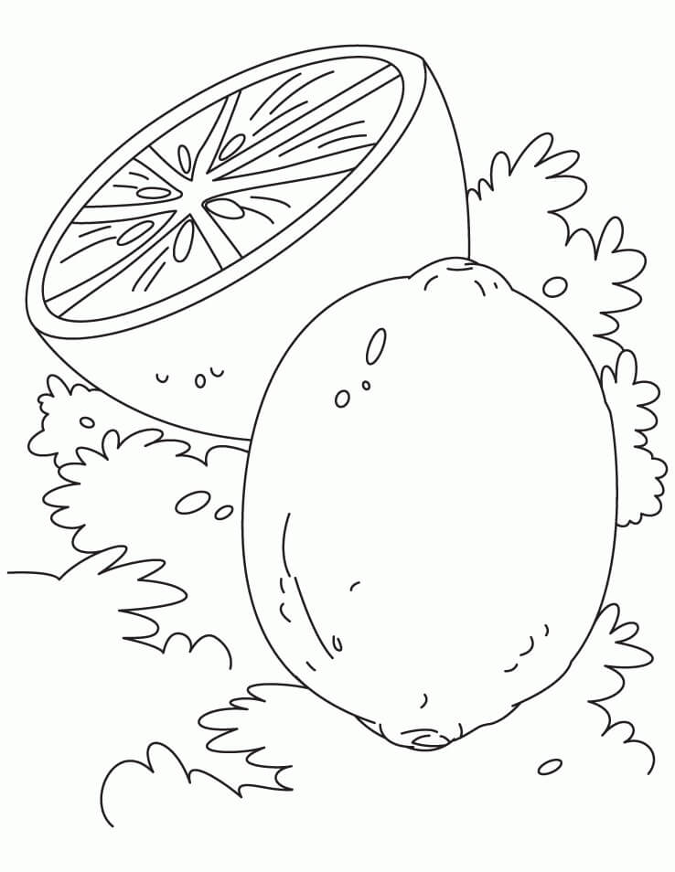 Dibujo de Sencillo un limón y Medio limón para Colorear