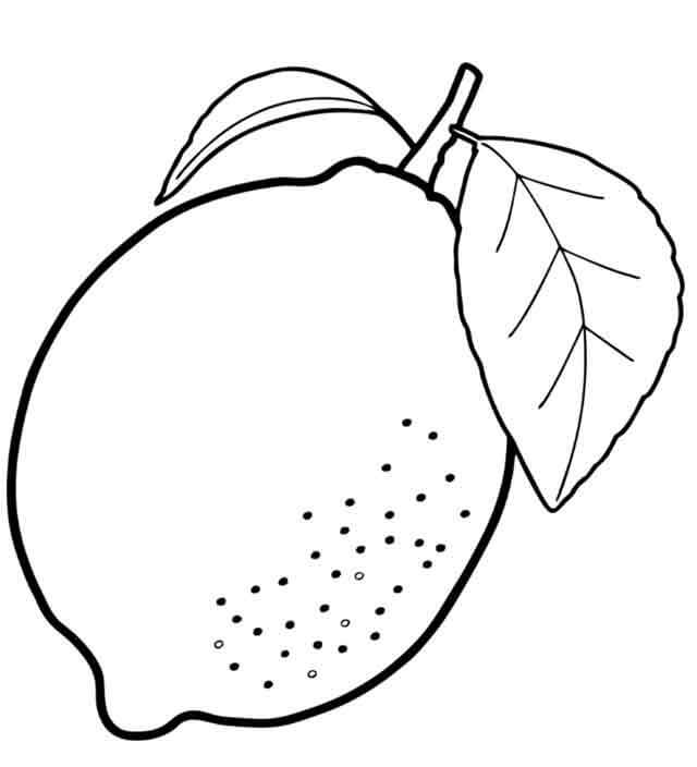 Dibujo de Un limón con Hoja para Colorear