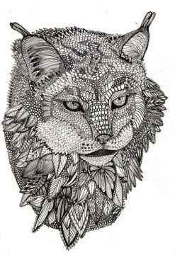 Dibujo de Mandala de Lince de Cabeza para Colorear