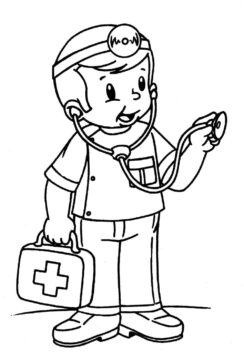 Dibujo de Médico Lindo niño para Colorear