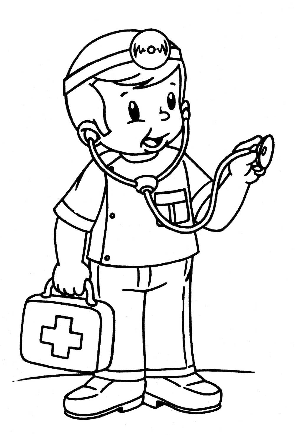 Dibujo de Médico Lindo niño para Colorear
