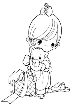 Dibujo de Niña y Perro Linda para Colorear