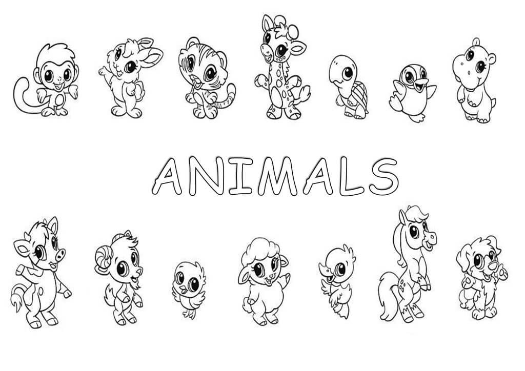 Dibujo de Animales Lindos básicos para Colorear