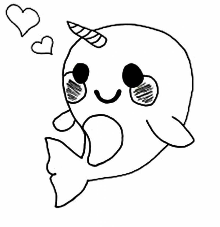 Dibujo de Ballena Unicornio para Colorear