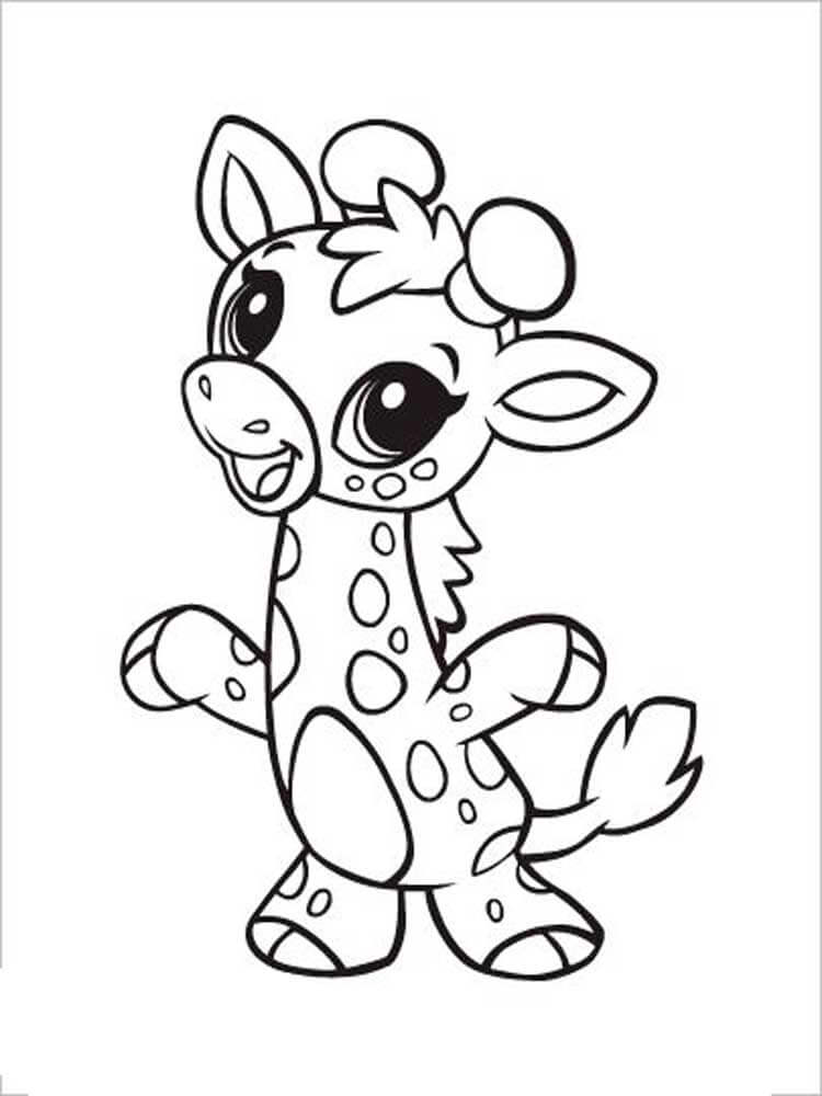 Dibujo de Diversion Linda de la Jirafa para Colorear