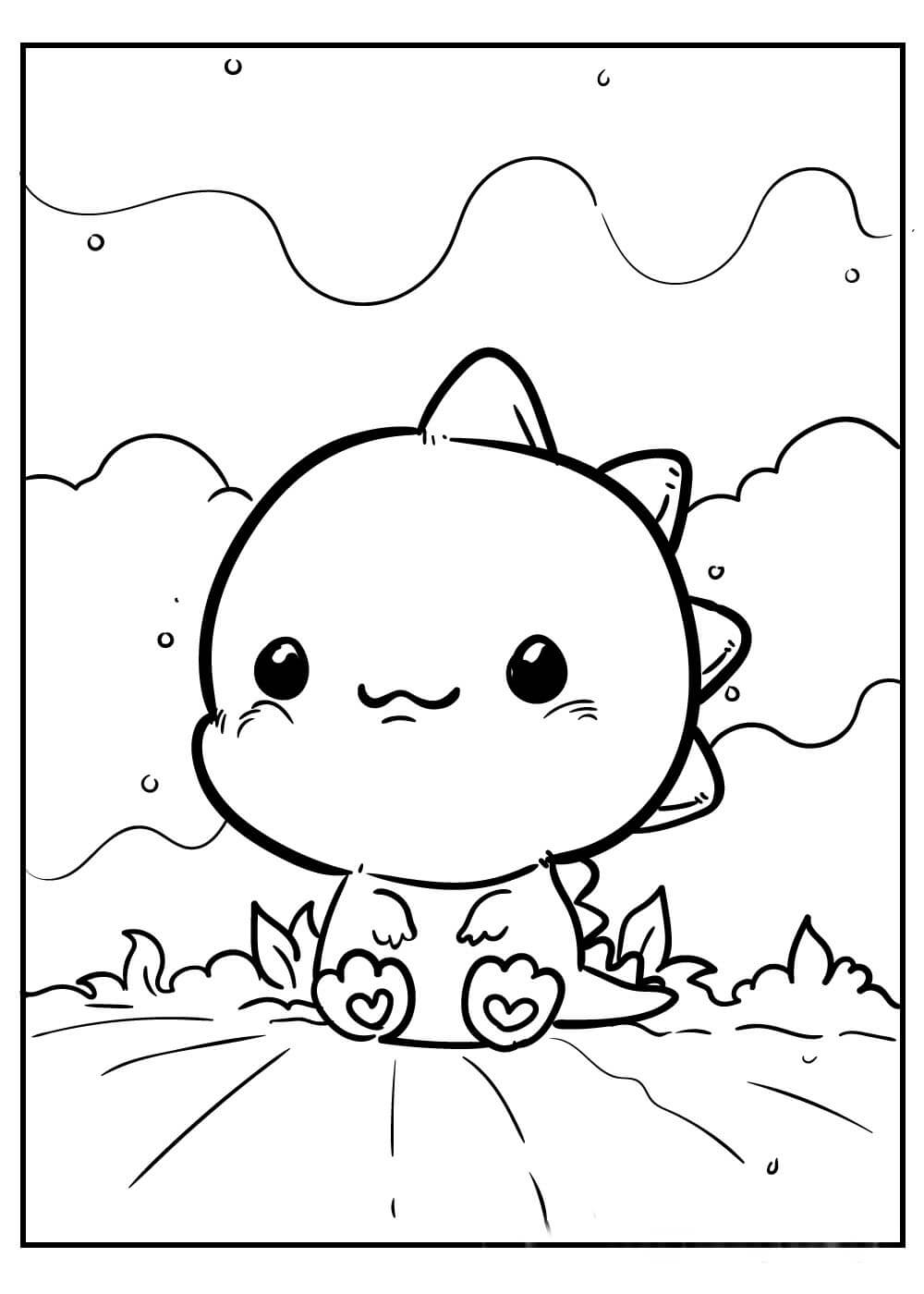 Dibujo de Dragón Lindo Sentado para Colorear
