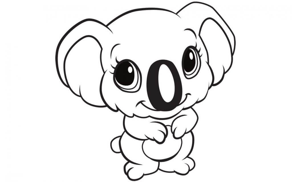 Dibujo de Koala Lindo Sonriendo para Colorear