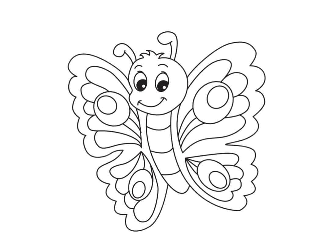Dibujo de Linda Mariposa Sonriendo para Colorear
