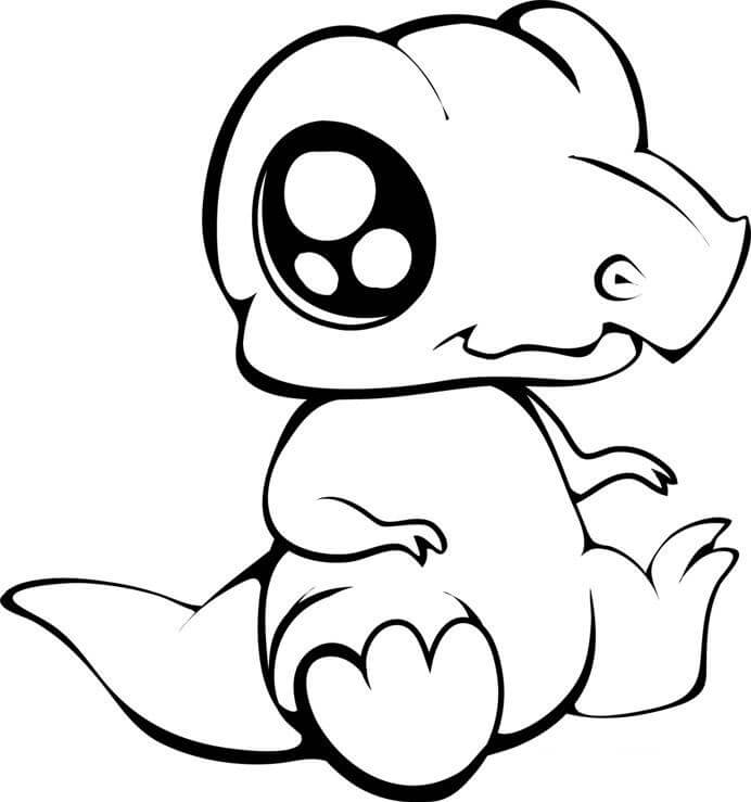 Dibujo de Lindo Cocodrilo Sentado para Colorear