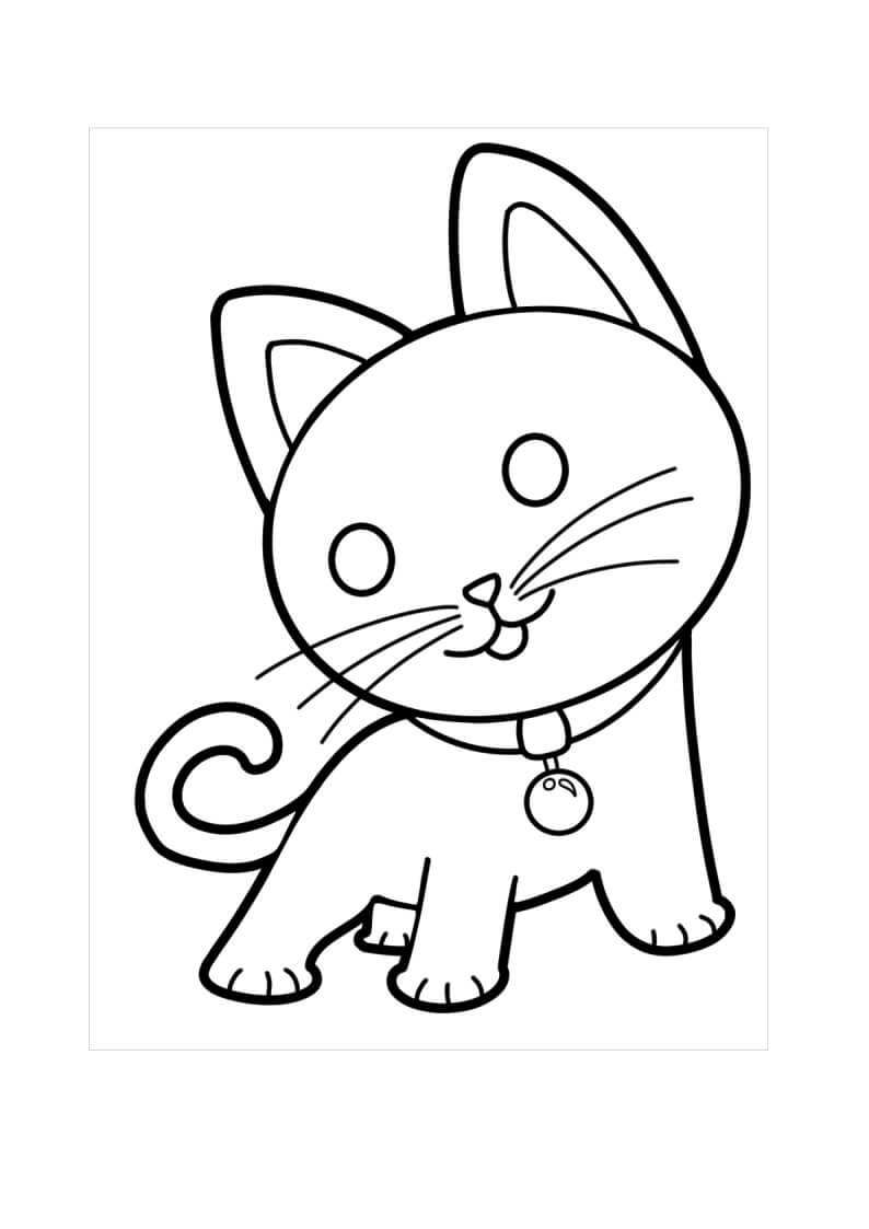 Dibujo de Lindo Gato Divertido para Colorear
