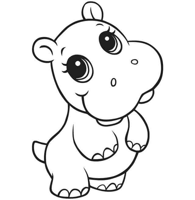 Dibujo de Lindo hipopótamo para Colorear