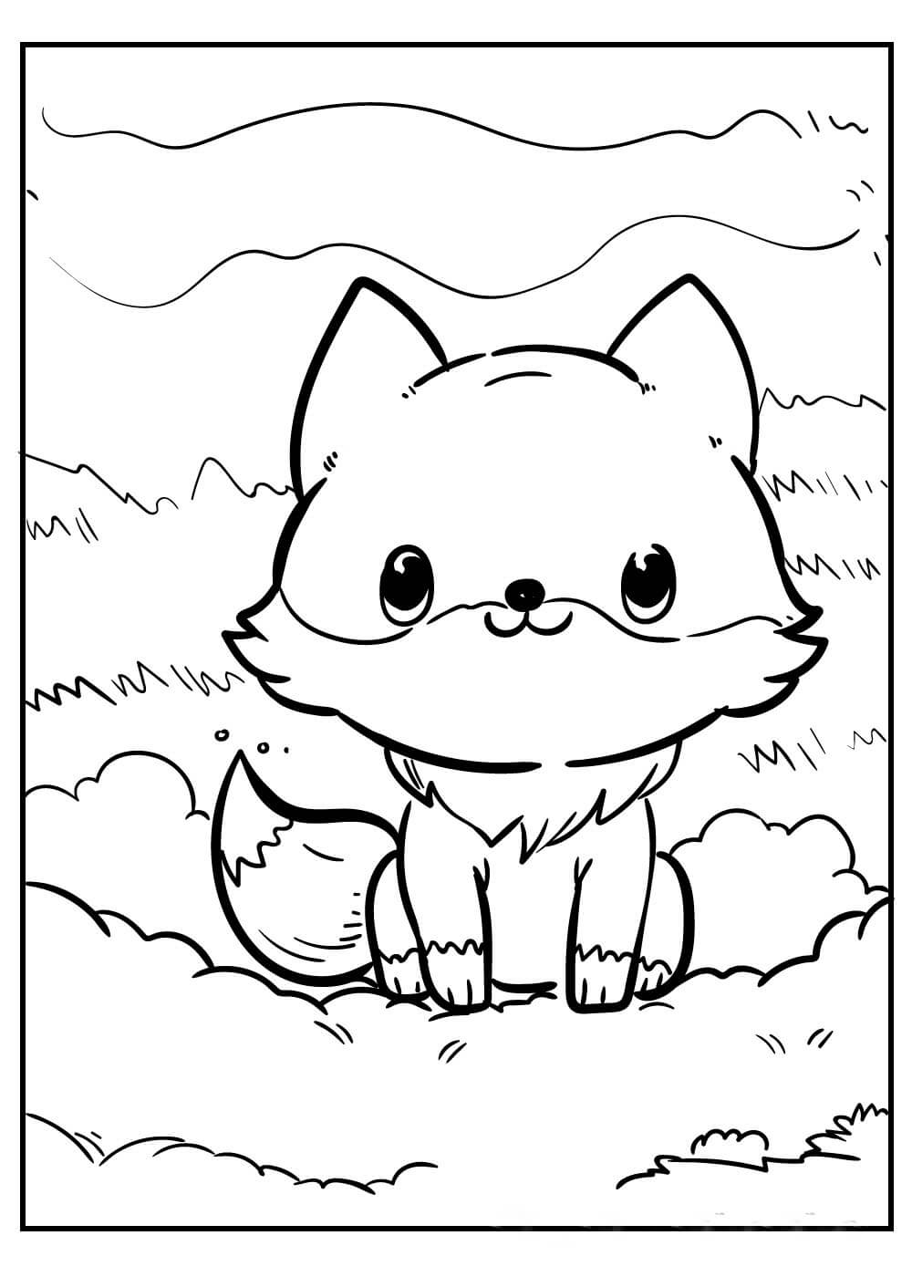 Dibujo de Lindo Zorro Sonriendo para Colorear