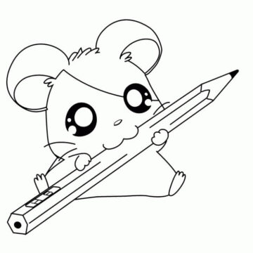 Dibujo de Ratón Lindo con lápiz para Colorear