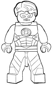 Dibujo de Lego Linterna Verde Enojado para Colorear