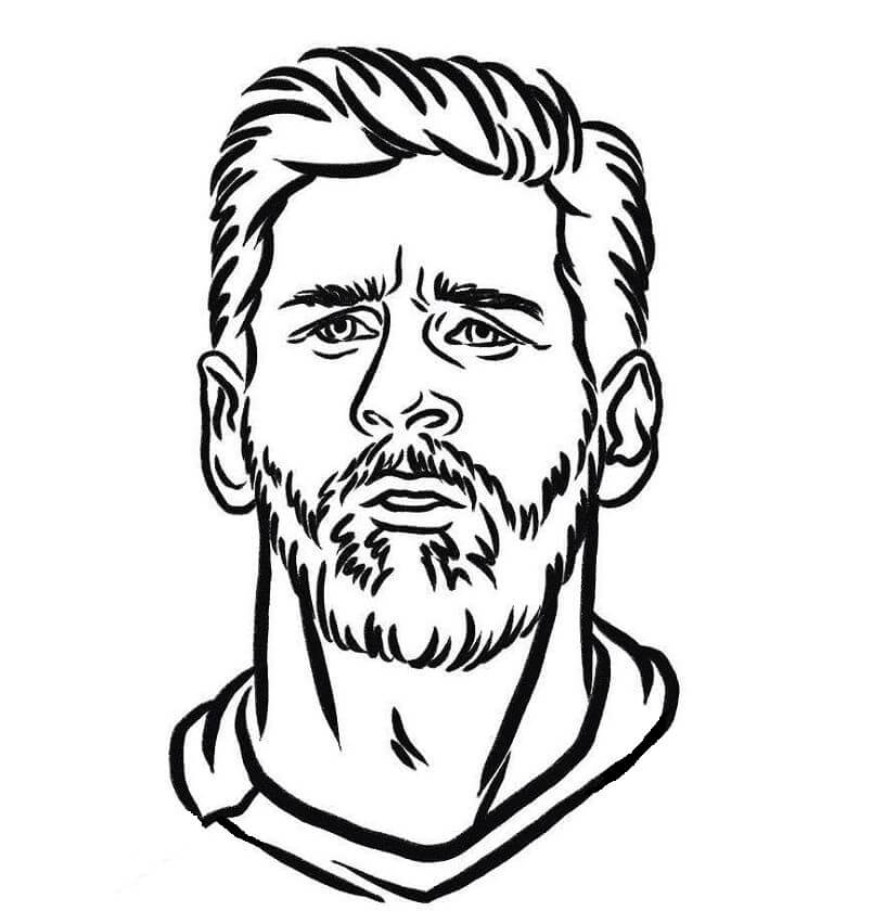 Dibujo de Cabeza de Messi para Colorear