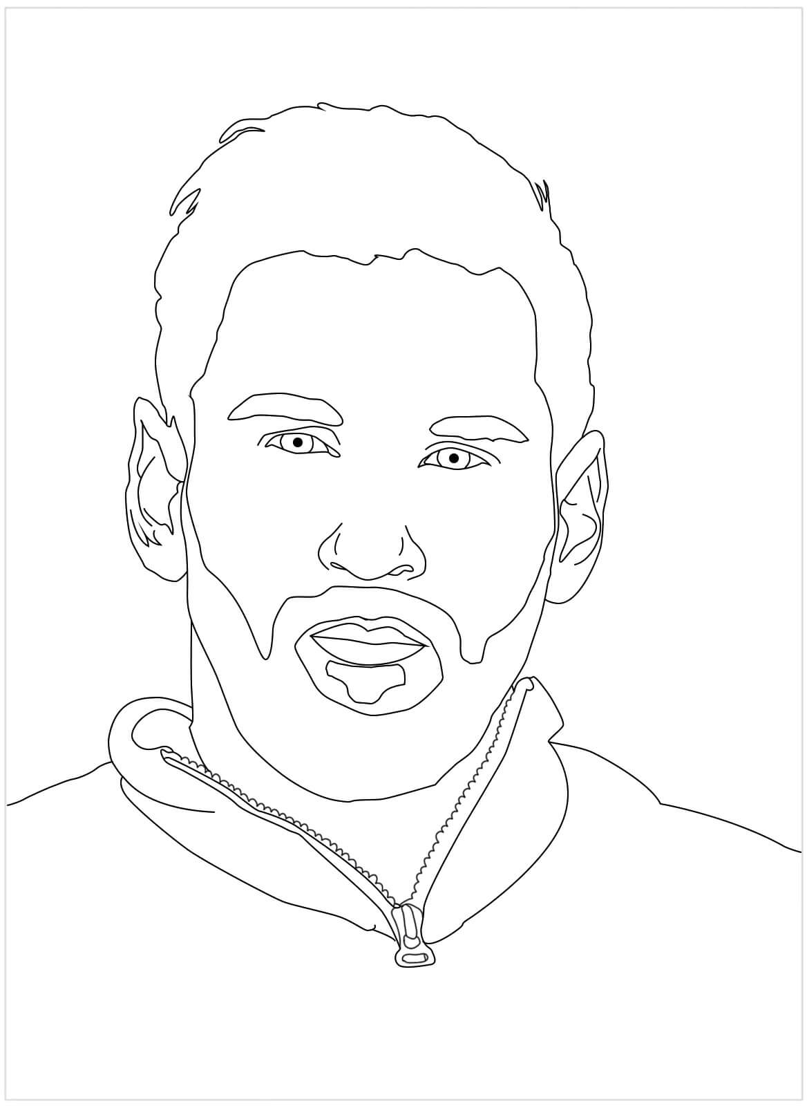 Dibujo de Cara Genial de Messi para Colorear