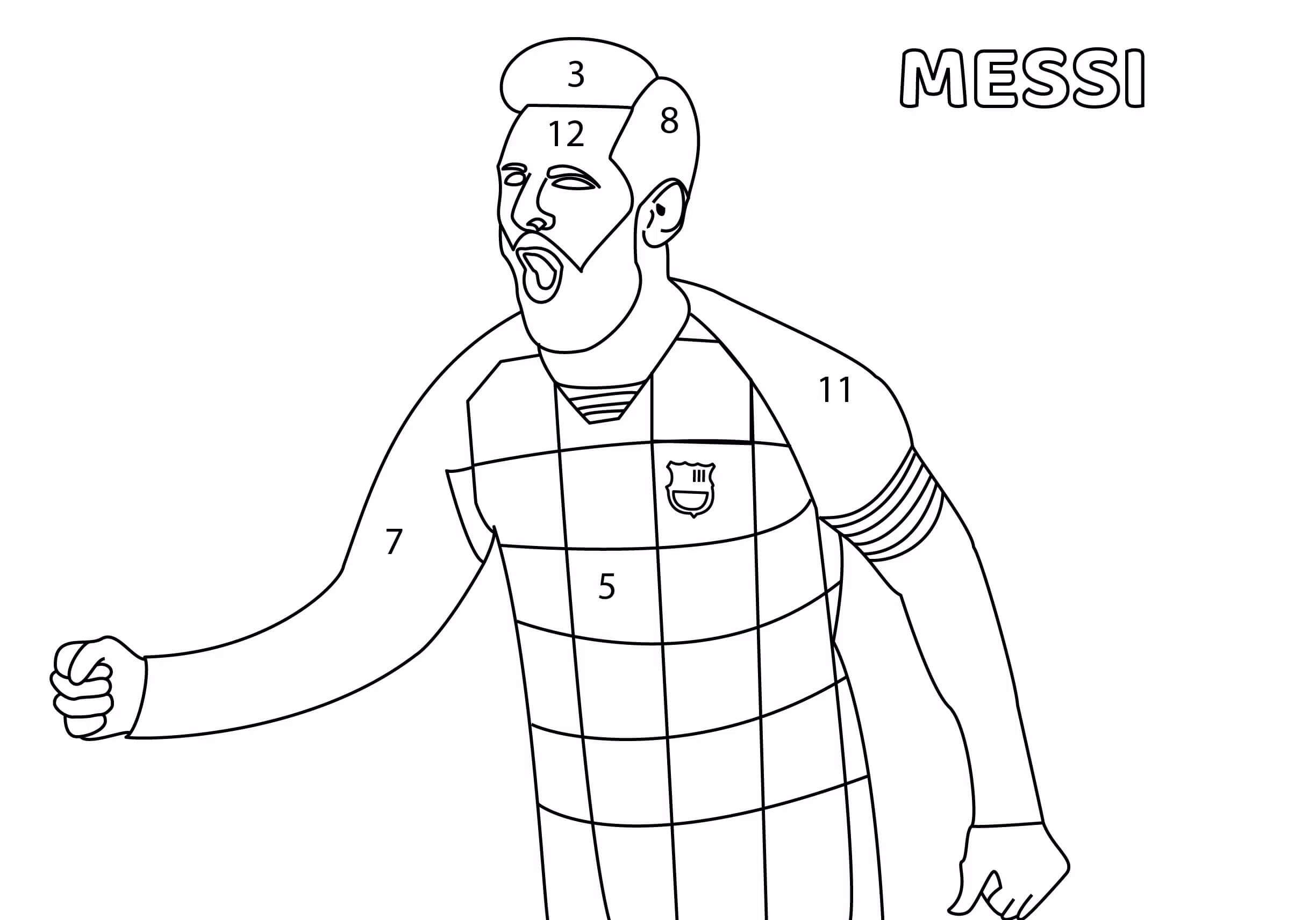 Dibujo de Colorear por números a Lionel Messi para Colorear