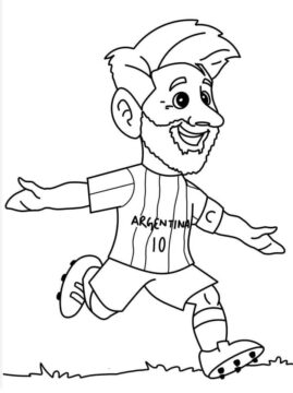 Dibujo de Feliz Chibi Lionel Messi Corriendo para Colorear