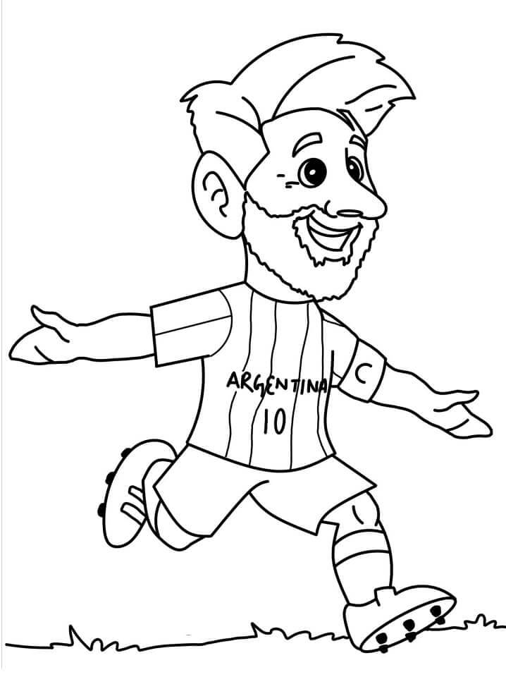 Dibujo de Feliz Chibi Lionel Messi Corriendo para Colorear