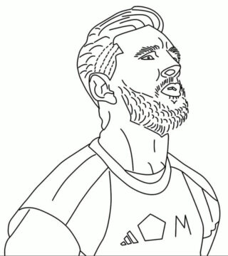 Dibujo de La Cara de Lionel Messi para Colorear
