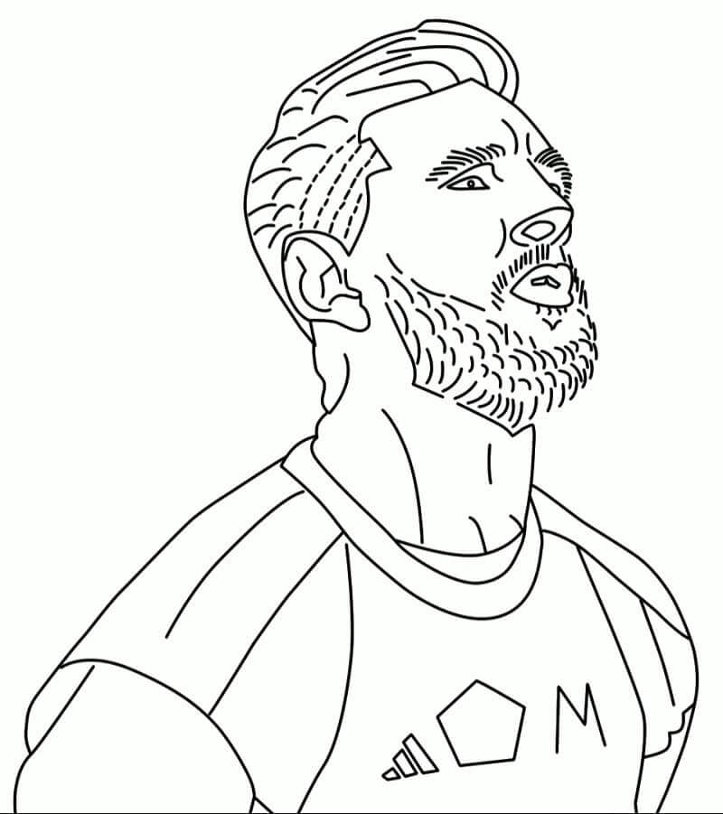 Dibujo de La Cara de Lionel Messi para Colorear