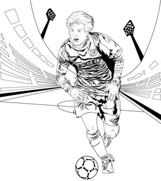 Dibujo de Lionel Messi Jugando al Futbol para Colorear