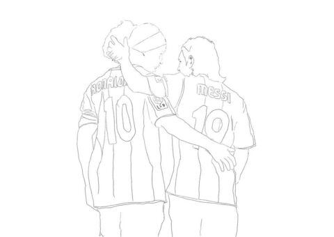 Dibujo de Lionel Messi y Ronaldinho para Colorear